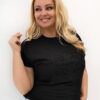 Černé plus size tričko GISELIA s plastickou květinovou aplikací