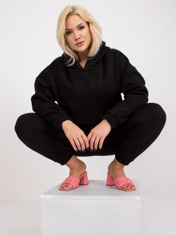 Černý plus size komplet s kapucí – AKELIA