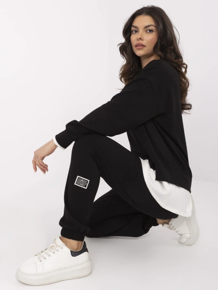 Černý dvoudílný komplet s oversize mikinou – EMERIA