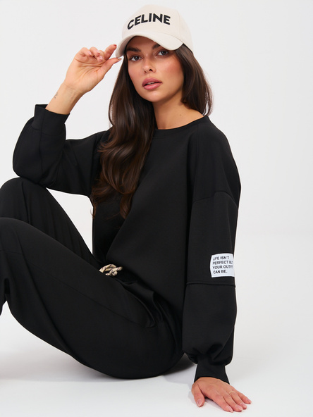 Černý dvoudílný komplet s oversize mikinou – ADAELIA