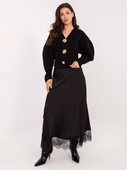 Černý elegantní svetr URŠULĖ s ozdobnými knoflíky