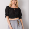 Černý háčkovaný crop top KATELIS