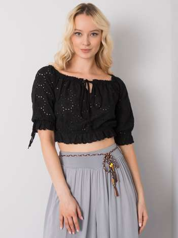 Černý háčkovaný crop top KATELIS