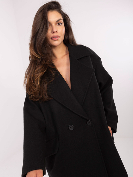 Černý oversize kabát RUE PARIS – PERESSA