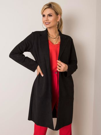 Černý semišový kabát Sellina STITCH & SOUL – MAVONA