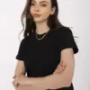 Černé basic tričko JANELORA s kulatým výstřihem