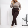 Čokoládové plus-size tepláky s vázáním – CAVONA