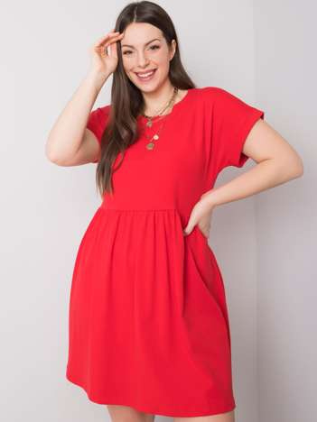 Červené bavlněné mini šaty MOLLY Plus Size
