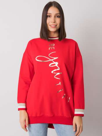 Červená plus size tunika SELMIRA s nápisem