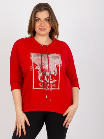 Červená plus size mikina PEARLINA