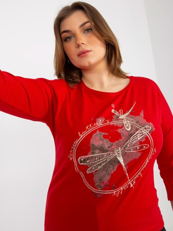 Červená mikina HEARTLINE s metalickým motivem
