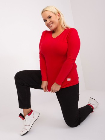 Červený přiléhavý top LINEARA plus size