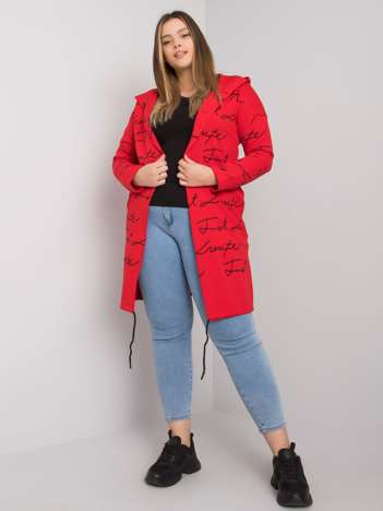 Červená plus size pelerína WENONA Parma s potiskem