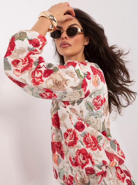 Červená přechodová bunda s květinovým vzorem ITALY MODA – QEVIATTA