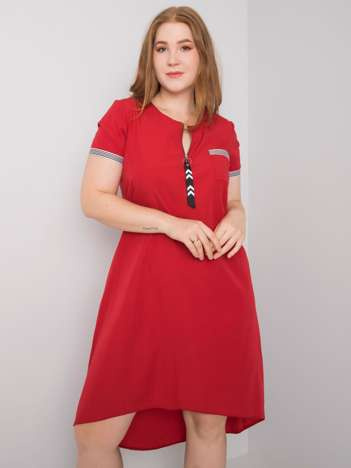 Červené plus size bavlněné šaty VIANA