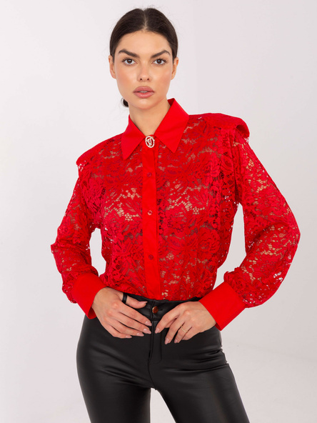Červená společenská krajková košile ITALY MODA – KALIORA
