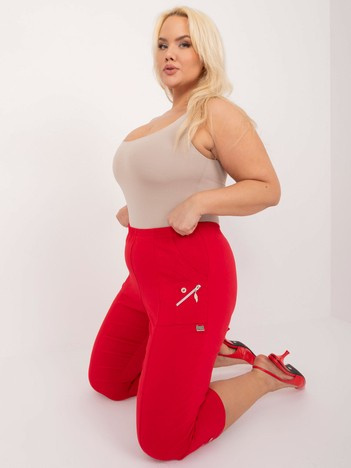 Červené kalhoty 3/4 plus size s pružným pasem – BASERIA