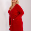 Červený plus-size kardigan LISELOTTE s kapsami