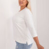 Ecru plus size top SIDELO s bočními rozparky