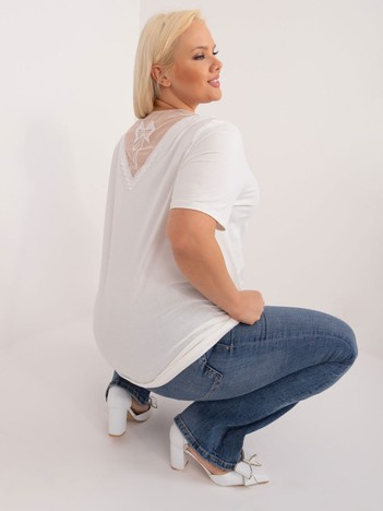 Ecru plus size tričko LACEBACKA s krajkou