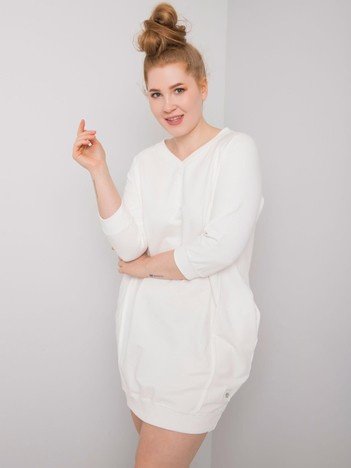 Ecru plus size bavlněné šaty KARISSA