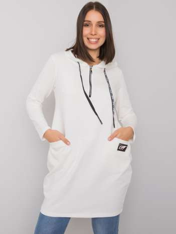 Ecru kapucová plus size tunika UMBRIA