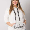Ecru plus size mikina CRYSTARA s kamínky