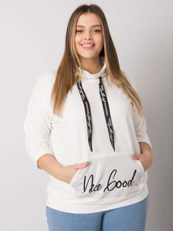 Ecru plus size mikina CRYSTARA s kamínky