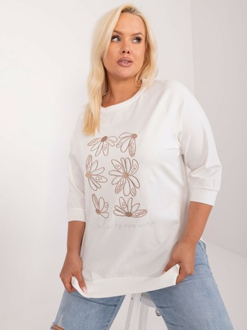 Ecru plus size top DAISYDRAW s květy