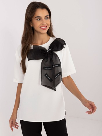Bílo-černý top BOWSCRIPT s velkou mašlí