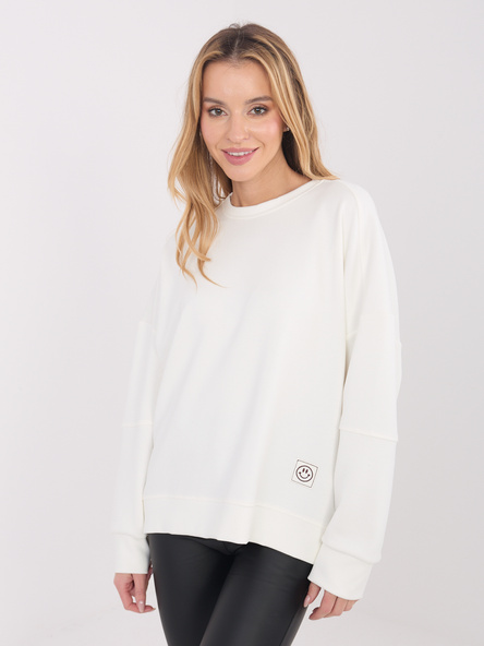 Ecru oversize mikina s nášivkou RUE PARIS – AVRIRA