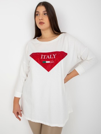 Ecru plus size mikina APPLINNE s aplikací