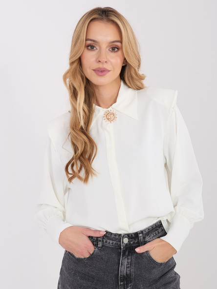 Ecru elegantní košile ITALY MODA s vyztuženými rameny – DELORINA