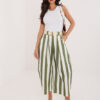 Ecru-khaki pruhované letní culottes – LEVERIA