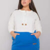 Ecru-modrá plus-size mikina Sira bez kapuce – JENENA