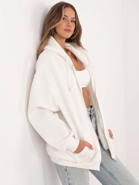 Ecru oversize mikina na zip s kapucí Calimera – AVRALIA
