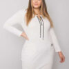 Ecru plus size sportovní mini šaty ORIELLE s kapsami