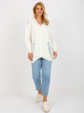 Ecru oversize kardigan ASTRĪDA RUE PARIS s otvory