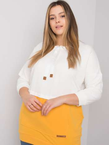 Ecru-žlutá plus-size mikina Sira bez kapuce – JENENA