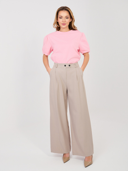 Tmavě béžové oblekové wide-leg kalhoty RUE PARIS – IREETTA