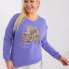 Fialová plus size mikina FLORAVIA s květem