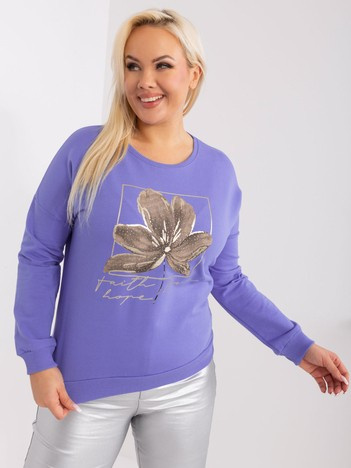 Fialová plus size mikina FLORAVIA s květem
