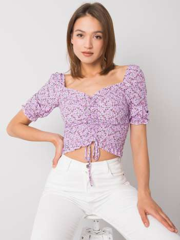 Fialová květovaná crop halenka ORIAVETTA