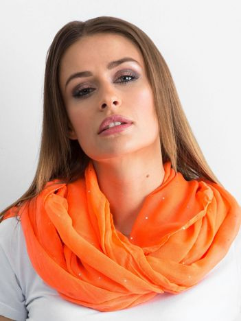 Neonově oranžový viskózový šátek s kamínkovými detaily – ANASTASIA