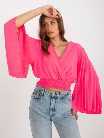 Neonově růžová halenka PLEATELLE