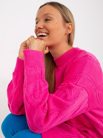 Fluo růžové svetrové mini šaty AMRARIA se stojáčkem