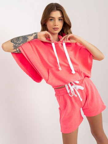 Fluo růžový letní basic komplet s kapucí – DIANELLA