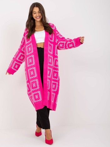 Fluo růžový vzorovaný kardigan ANVARIA RUE PARIS