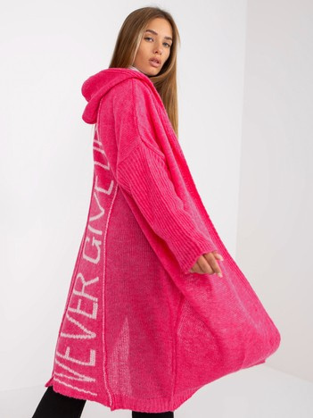 Fluo růžový kardigan ALDÍS OCH BELLA s kapucí