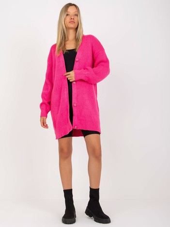 Fluo růžový kardigan ARVIANA s ozdobnými knoflíky